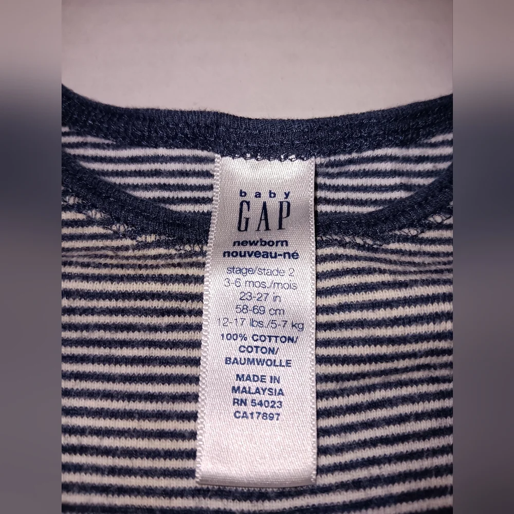 Vintage Baby GAP Navy White Striped Baby Bodysuit Onesie